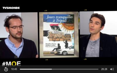 Maryline Dumas et Mathieu Galtier à Paris pour le lancement de « Jours tranquilles à Tripoli »